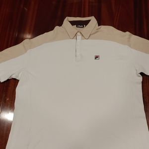 Fila Polo Shirt - 3 XL Tan and Cream